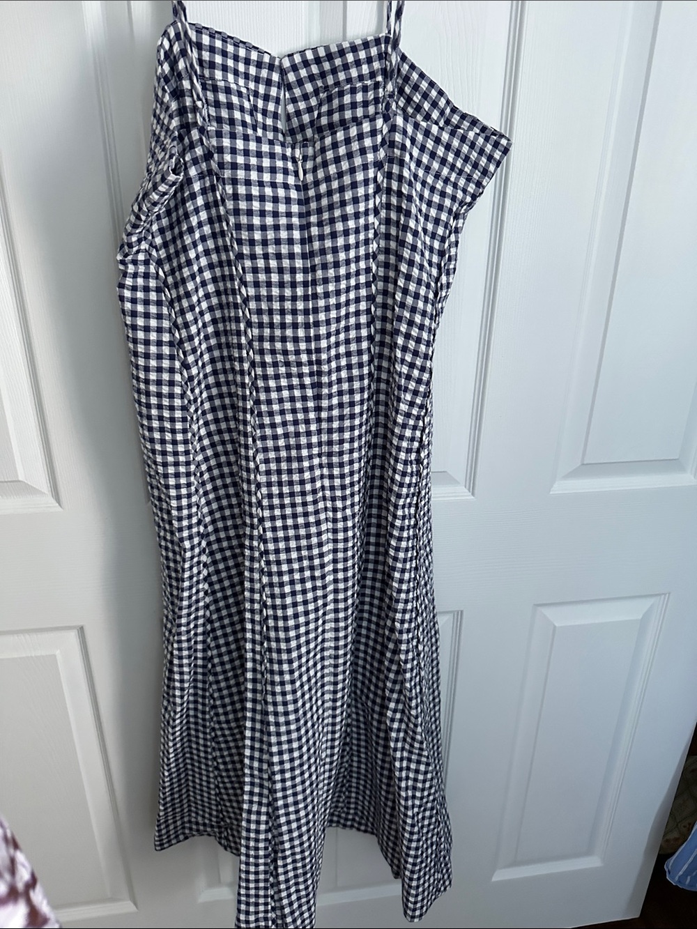 Anthropologie Gingham Navy and White Spaghetti Strap Dress - Picture 3 of 4